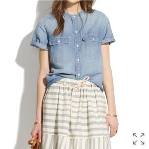 Madewell Perfect Sunday Chambray Linen Blend Denim Top